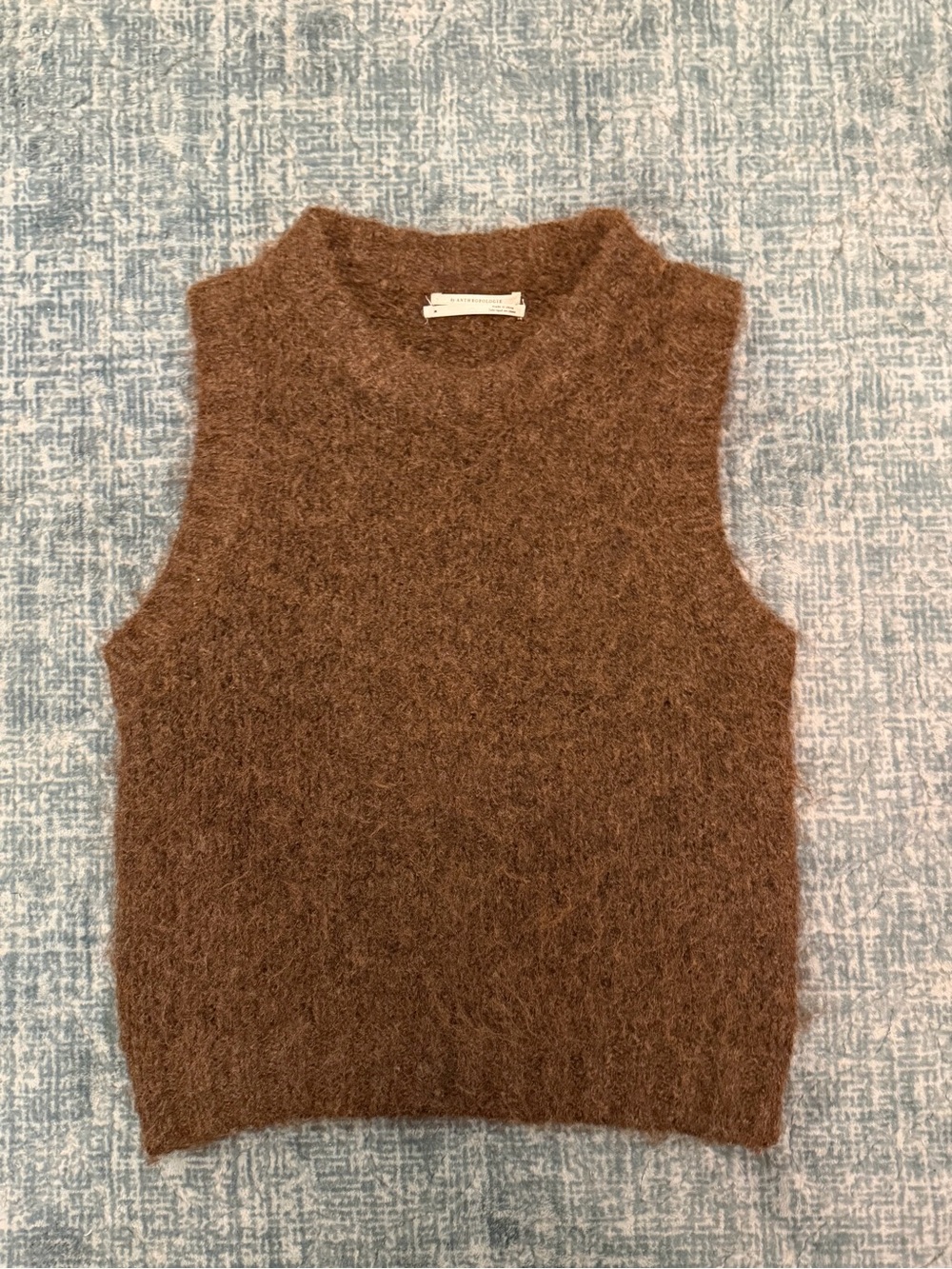 Women's Brown Sleeveless Mohair-Texture Sweater Vest